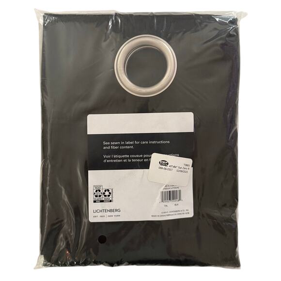 No 918 Lichtenberg Solid Black Sun Zero Curtain Panel NEW - Picture 2 of 2